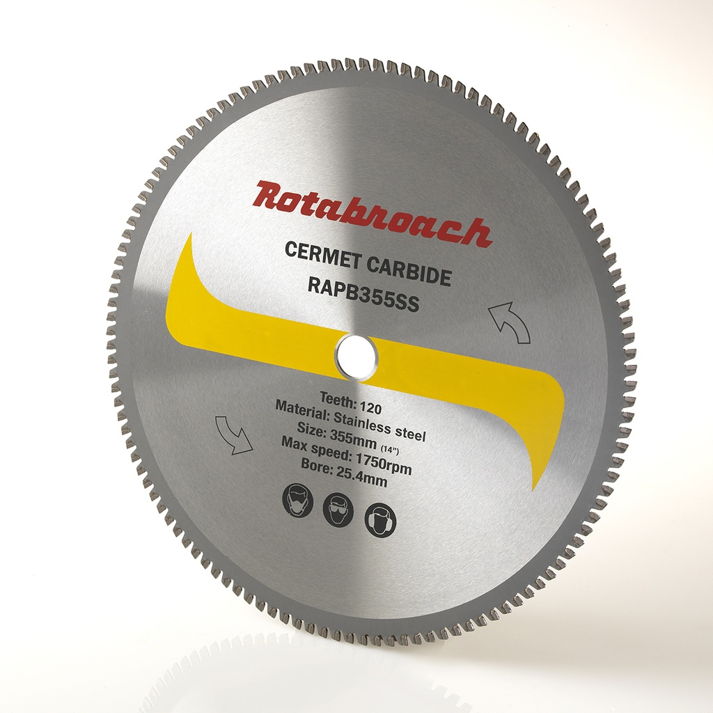 ROTABROACH 355MM STAINLESS STEEL CUTTING CERMET DRY CUT BLADE 