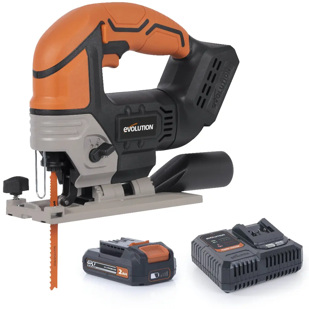 EVOLUTION POWER TOOLS - SCIE SAUTEUSE R90JGS + BATTERIE + CHARGEUR RAPIDE