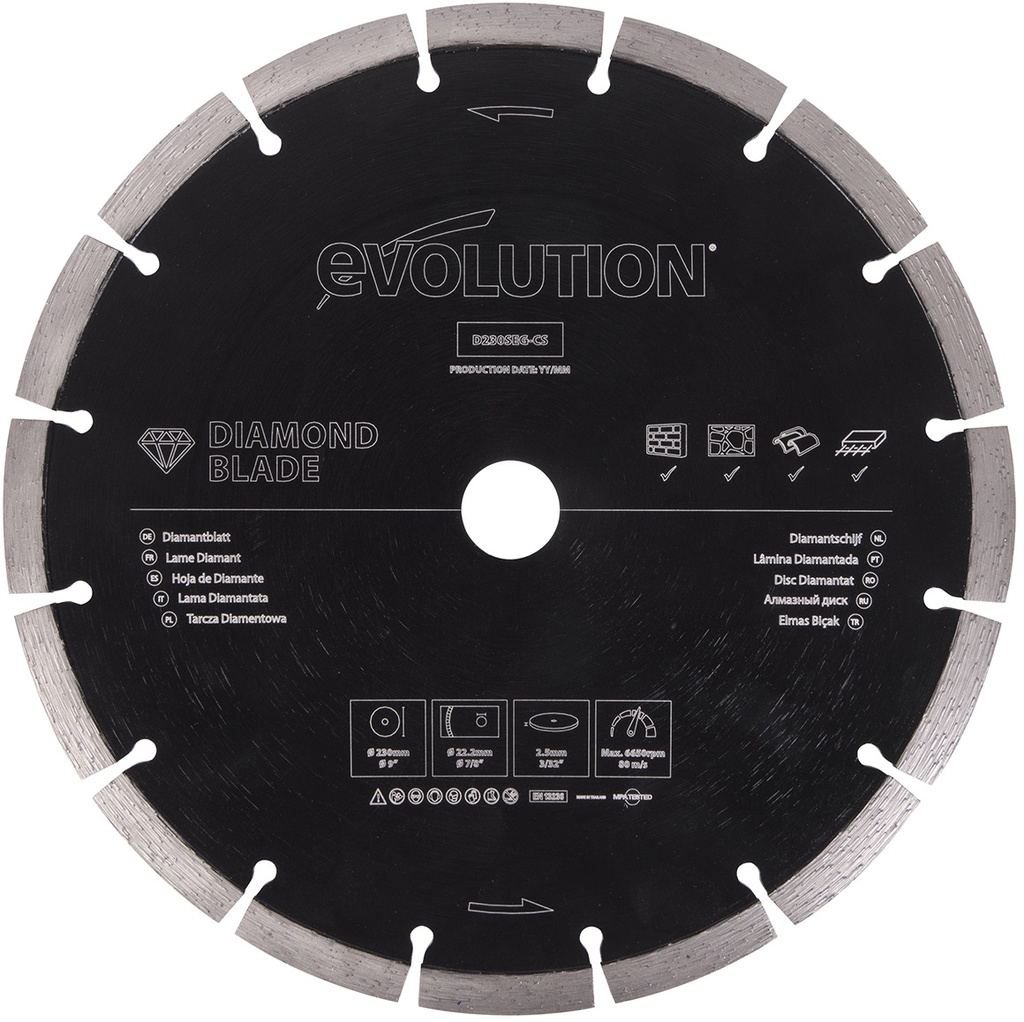 EVOLUTION POWER TOOLS - DIAMOND BLADE GENERAL USE 230 MM FOR DISC CUTTERS
