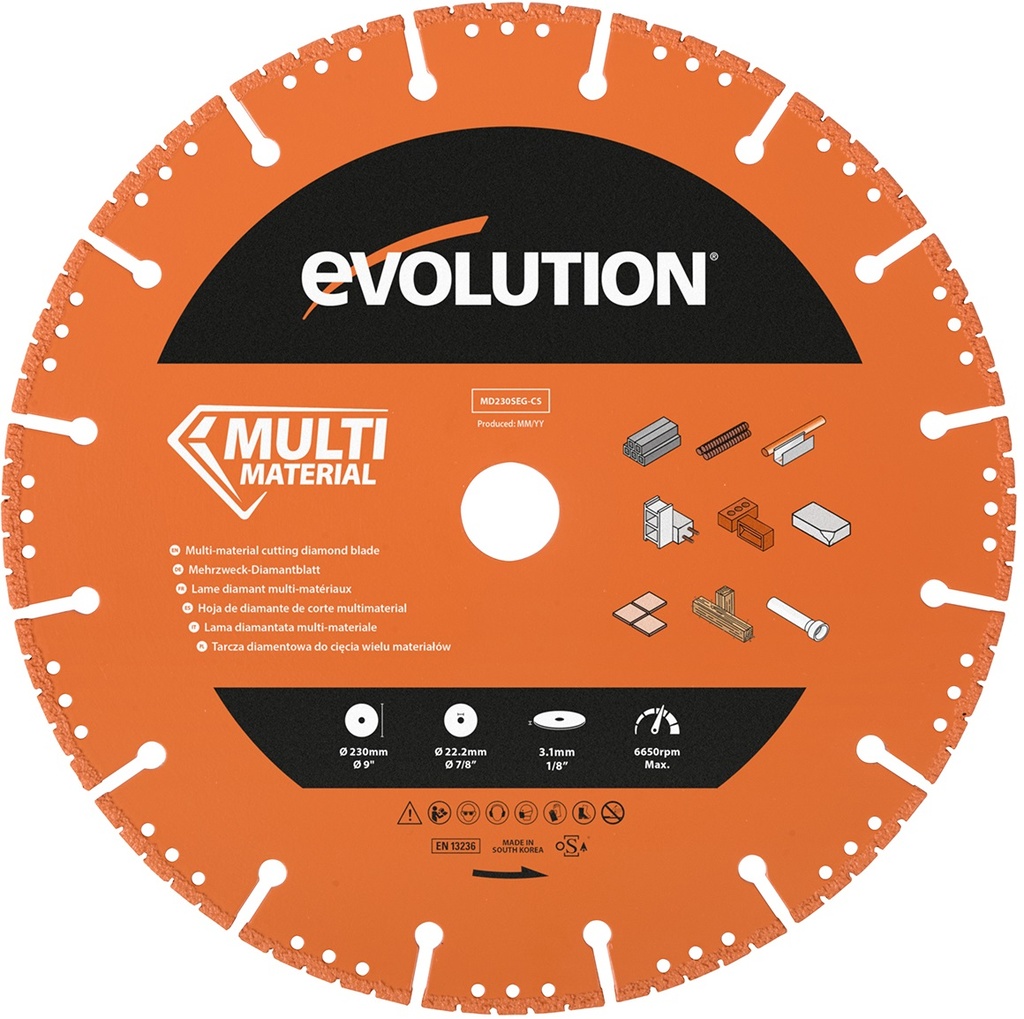 EVOLUTION POWER TOOLS - MULTIMATERIAL DIAMOND BLADE FOR DISC CUTTERS 
