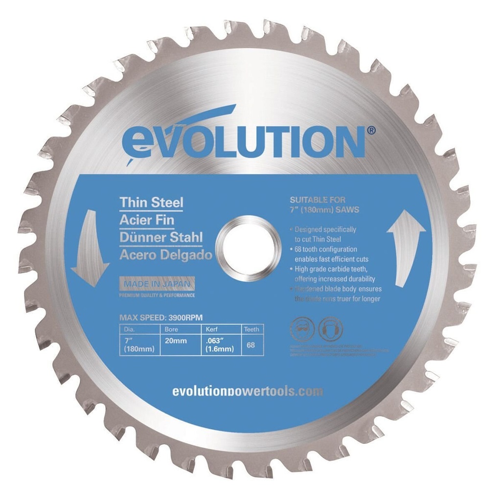 EVOLUTION POWER TOOLS - SAW BLADE THIN STEEL 180 MM FOR CIRCULAR AND CHOP SAWS