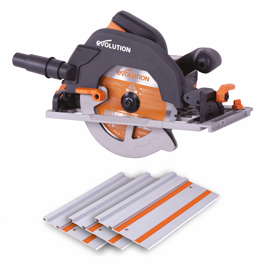 EVOLUTION POWER TOOLS - CIRKELZAAG MET GELEIDERAIL R185CCSX INCLUSIEF MULTIMATERIAAL ZAAGBLAD