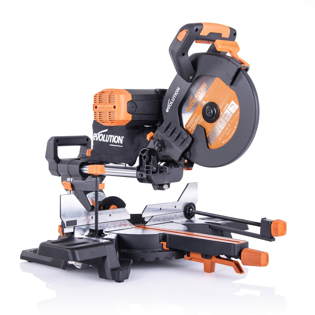 EVOLUTION POWER TOOLS - MULTIPURPOSE MITRE SAW -  R255SMS-DB+ +FREE SAW BLADE FOR WOOD AND MULTI