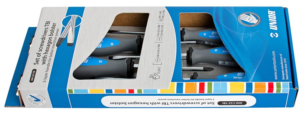 UNIOR - SCREWDRIVER SET TBI WITH HEXAGON BOLSTER