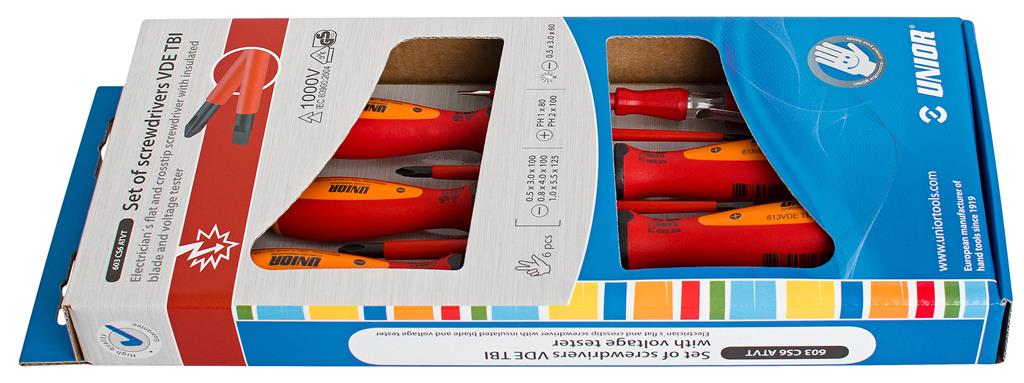 UNIOR - SET SCHROEVENDRAAIERS VDE TBI PLAT-PHILIPS-TESTER