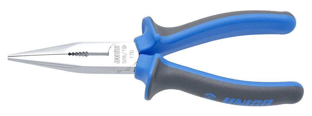 UNIOR - LONG NOSE PLIERS WITH SIDE CUTTER AND PIPE GRIP, STRAIGHT