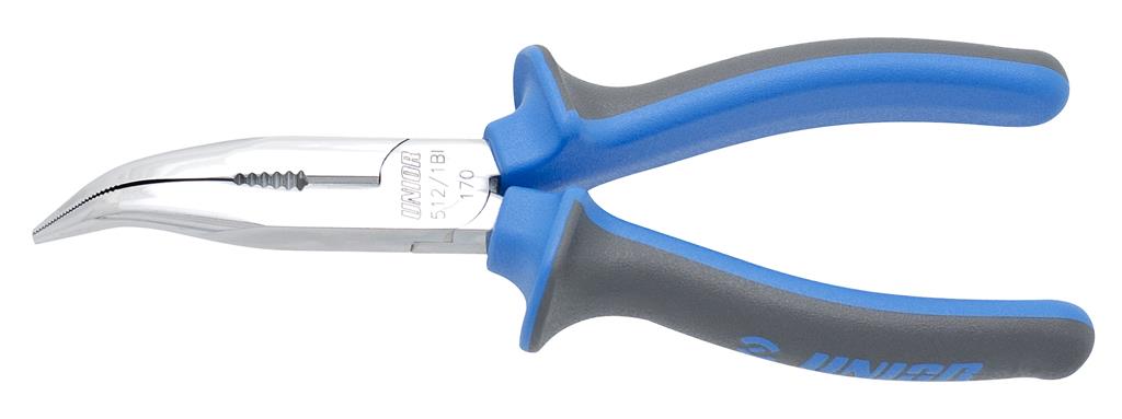 UNIOR - LONG NOSE PLIERS WITH SIDE CUTTER AND PIPE GRIP, BENT