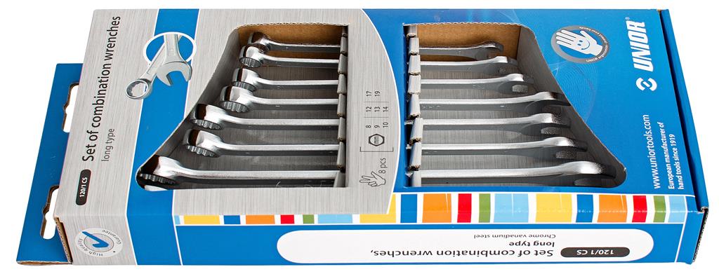 UNIOR - SET OF COMBINATION WRENCHES, LONG TYPE IN CARTON BOX