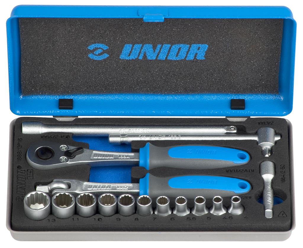 UNIOR - SOCKET SET 1/4" IN METAL BOX