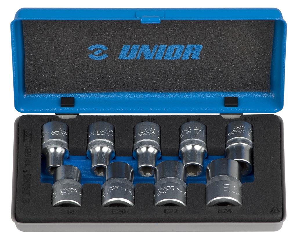 UNIOR - SET OF SOCKETS WITH INTERNAL TX PROFILE 1/2" IN METAL BOX
