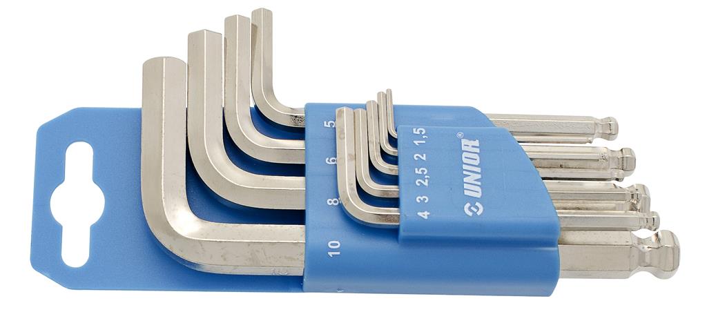 UNIOR - SET OF BALL-END HEX WRENCHES ON PLASTIC CLIP
