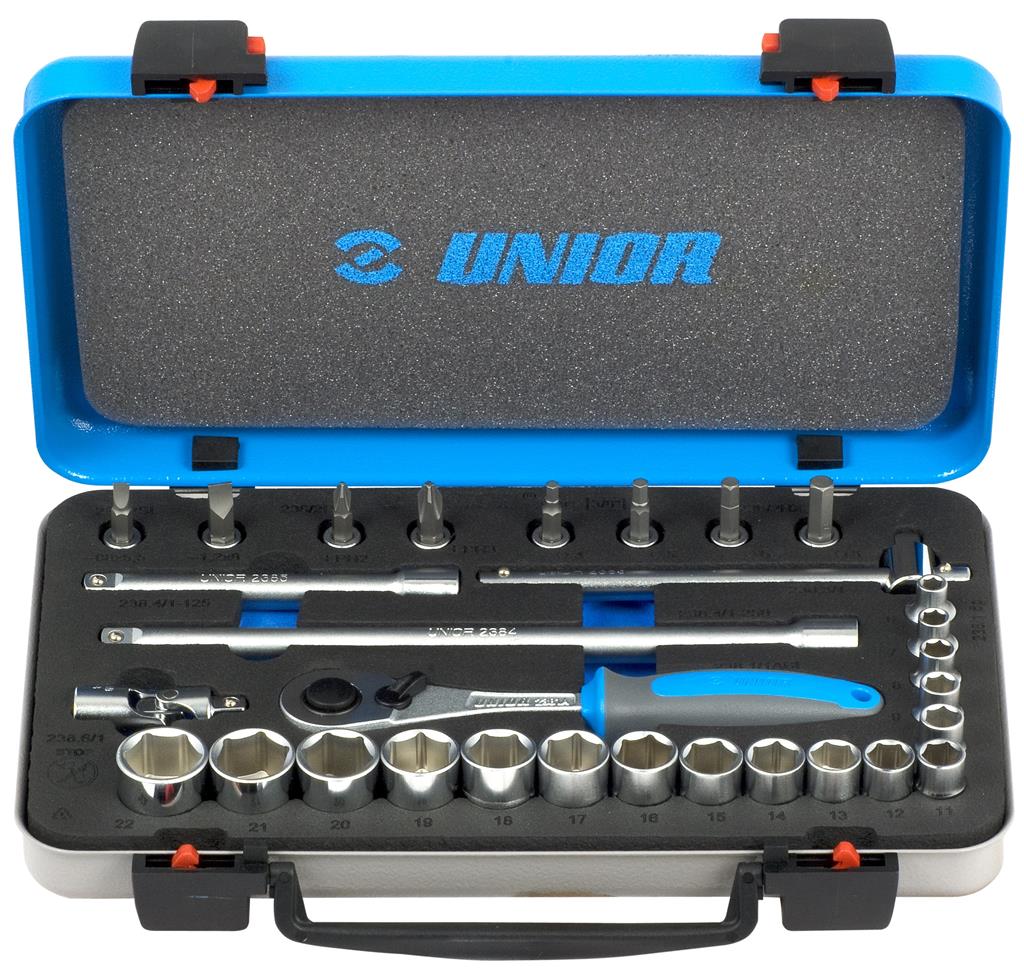 UNIOR - SOCKET SET 3/8" IN METAL BOX