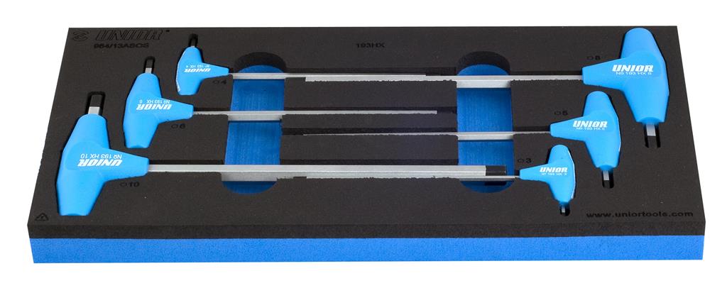 UNIOR - SET OF HEXAGONAL SCREWDRIVERS WITH T HANDLE IN SOS TOOL TRAY