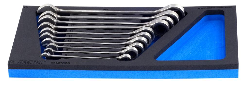 UNIOR - SET OF RATCHET COMBINATION WRENCHES IN SOS TOOL TRAY