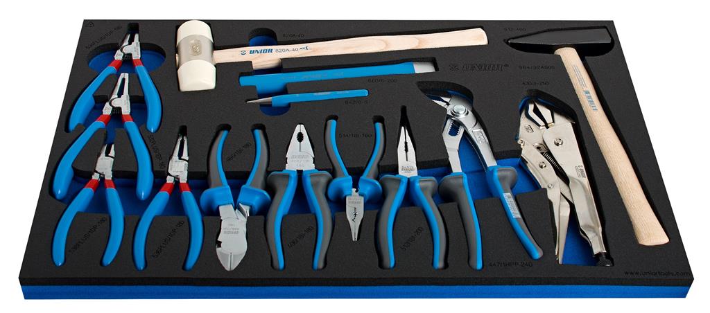 UNIOR - SET OF BI PLIERS AND HAMMER IN SOS TOOL TRAY