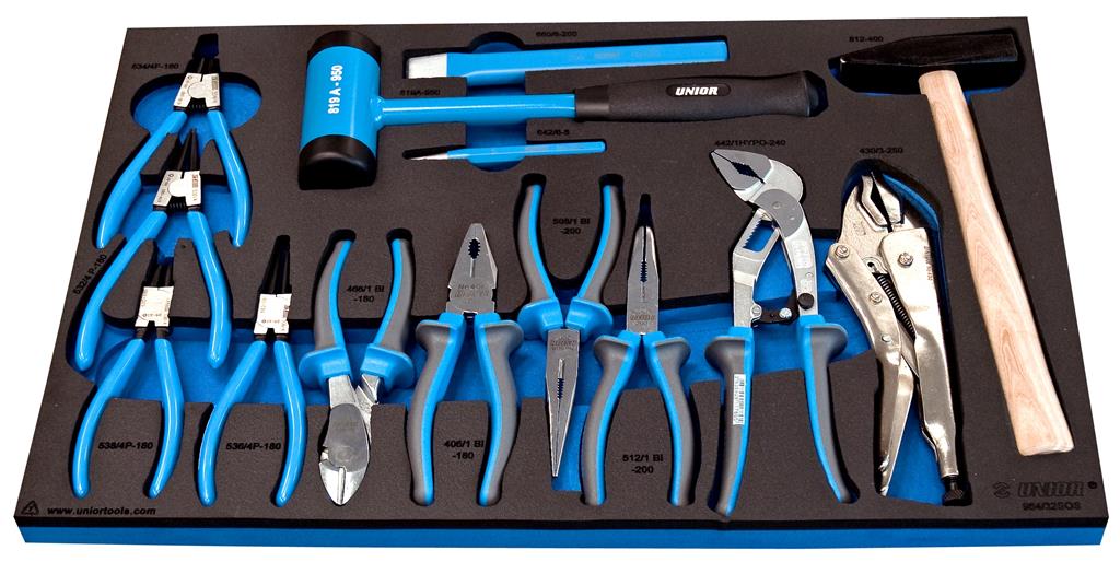 UNIOR - SET OF BI PLIERS AND HAMMER IN SOS TOOL TRAY