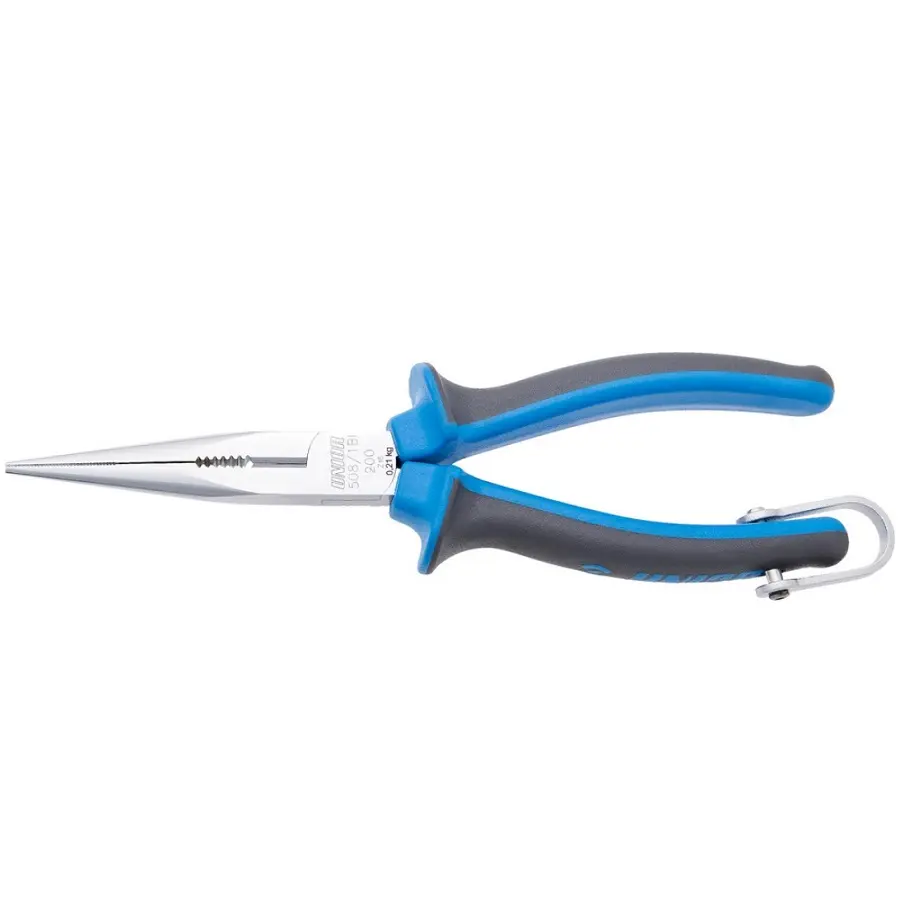 UNIOR - LONG NOSE PLIERS WITH SIDE CUTTER AND PIPE GRIP, STRAIGHT, FOR SAFE WORK AT HEIGHTS