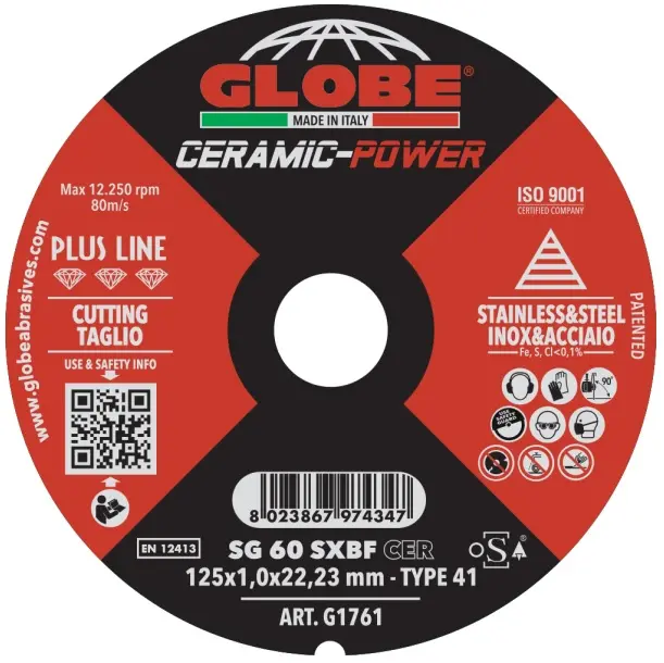 GLOBE - SNIJSCHIJF CERAMIC POWER VOOR METAAL EN INOX 