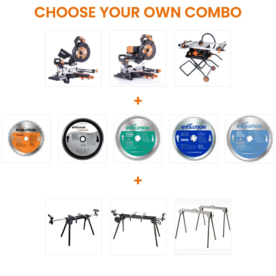 EVOLUTION POWER TOOLS - COMBO R255SMS+ + VERSTEKZAAGSTAND