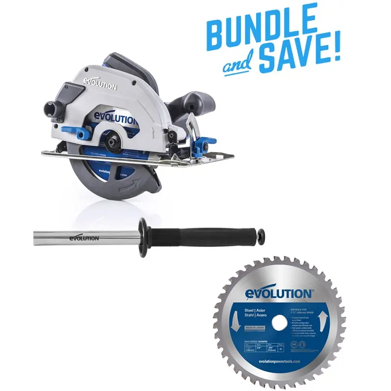 EVOLUTION POWER TOOLS - ENSEMBLE S185CCSL + LAME ACIER + CYCLONE