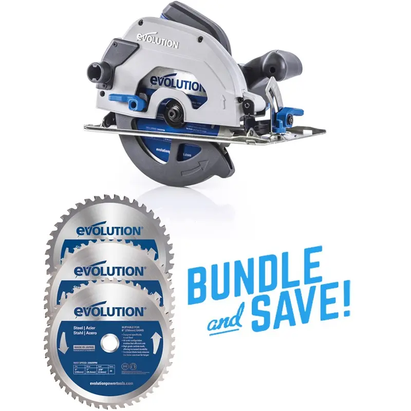 EVOLUTION POWER TOOLS - ENSEMBLE S185CCSL + 2 X LAME ACIER