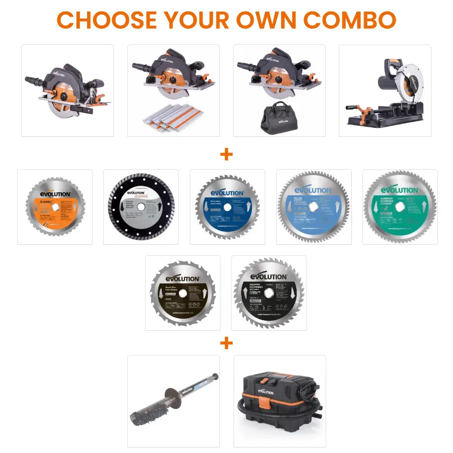 EVOLUTION POWER TOOLS - COMBO R185 + CYCLONE OR VACCUUM CLEANER