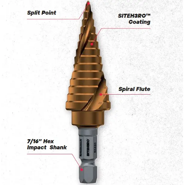SITEH3RO 4MM TO 12MM STEP DRILL