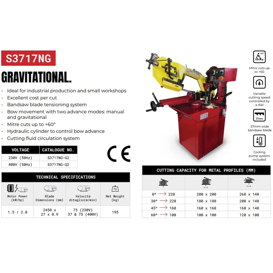 STARRETT - STATIONARY BAND SAW MACHINE - 220 MM