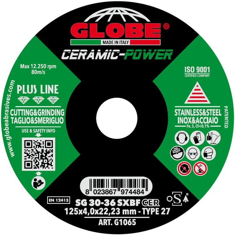 GLOBE - COMBI CUTTING AND DEBURRING DISC CERAMIC POWER METAL-STAINLESS STEEL