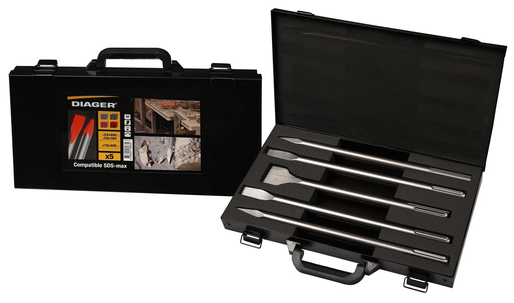 DIAGER - 5 PCS SET SDS-MAX POINTED CHISEL