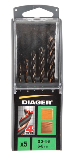 [11.SET.910.D] DIAGER - SET WOOD PRO DRILL BITS
