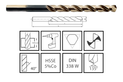 [47CO3380100] PROMEGA PLUS - GESLEPEN BOOR DIN 338 HSS-CO