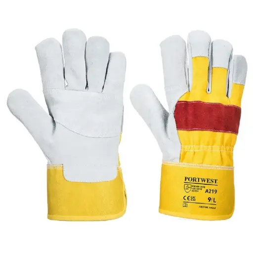 [708.A219.XL] PORTWEST - KLASSIEKE RIGGER HANDSCHOEN GEEL/ROOD