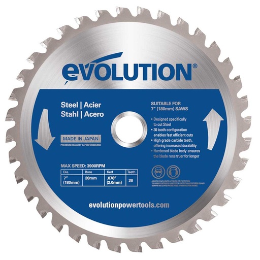 [614.EVO.180.IJZER] EVOLUTION POWER TOOLS - SAW BLADE STEEL FOR CIRCULAR AND CHOP SAWS