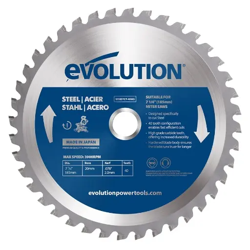 [614.EVOMIT.185.IJZER] EVOLUTION POWER TOOLS - ZAAGBLAD ZACHT STAAL - MS