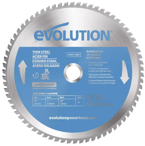 [614.EVOMIT.185.THIN] EVOLUTION POWER TOOLS - SAW BLADE THIN STEEL FOR MITRE AND TABLE SAWS