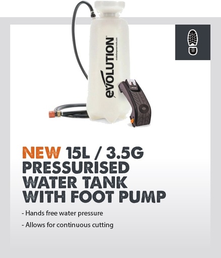 [614.WATERTANK.FOOT] EVOLUTION POWER TOOLS - RESERVOIR EAU A PRESSION AVEC POMPE PIED R260DCT-LI, R300DCT+, R350DCT+