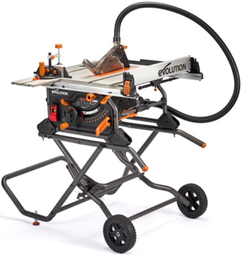 [614.EVOLU.R255TBLX+] EVOLUTION POWER TOOLS - R255TBLX + PORTABLE TABLE SAW WITH DUST EXTRACTION SYSTEM AND FOLDING TABLE SAW STAND