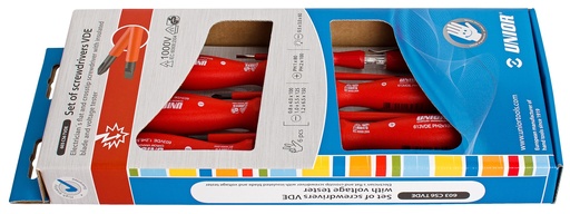 [35.603.CS6TVDE] UNIOR - SET SCHROEVENDRAAIERS VDE PLAT-PHILIPS-TESTER