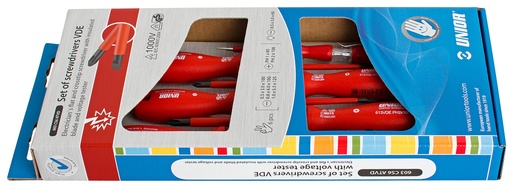 [35.603.CS6ATVD] UNIOR - SET SCHROEVENDRAAIERS VDE PLAT-PHILIPS-TESTER