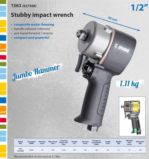 [13.1563.8000RPM] UNIOR - STUBBY IMPACT WRENCH