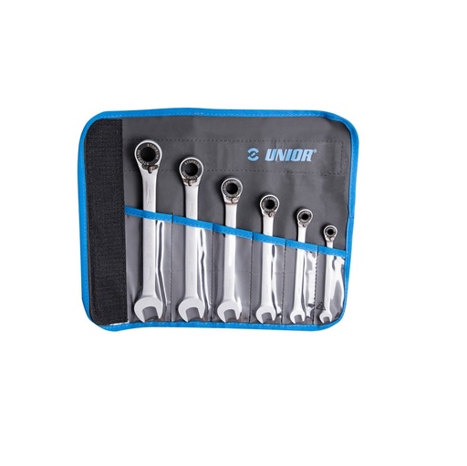 [13.160.6.8.19.CT] UNIOR - SET OF RATCHET COMBINATION WRENCHES IN A BAG