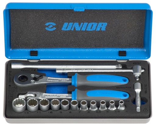 [13.188.BI.12P16] UNIOR - SOCKET SET 1/4" IN METAL BOX