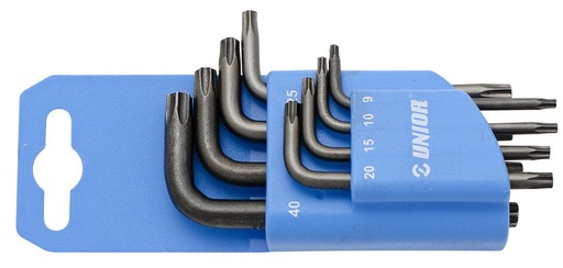 [13.220.7TXNPH.9.40] UNIOR - SET OF WRENCHES WITH TX PROFILE IN PLASTIC CLIP