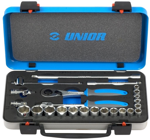 [13.239.A.6.22.24] UNIOR - SOCKET SET 3/8" IN METAL BOX