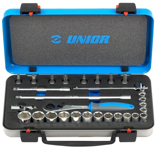 [13.239.C.30] UNIOR - SOCKET SET 3/8" IN METAL BOX
