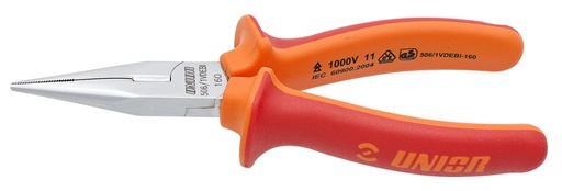 [13.506.1VDEBI.140] UNIOR - LONG NOSE PLIERS WITH SIDE CUTTER