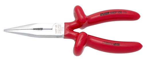 [13.508.1VDEDP.170] UNIOR - LONG NOSE PLIERS WITH SIDE CUTTER AND PIPE GRIP, STRAIGHT
