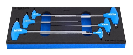 [13.964.13.SOS] UNIOR - SET OF BALL-END HEXAGONAL SCREWDRIVERS WITH T HANDLE IN SOS TOOL TRAY