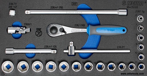 [13.964.25.SOS] UNIOR - SET OF SOCKETS 3/8" IN SOS TOOL TRAY